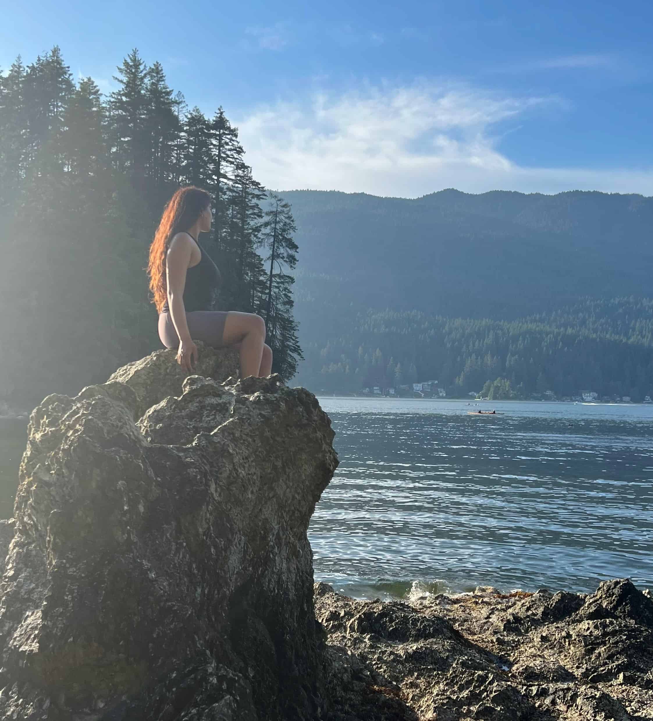 girl on a rock at jug island 