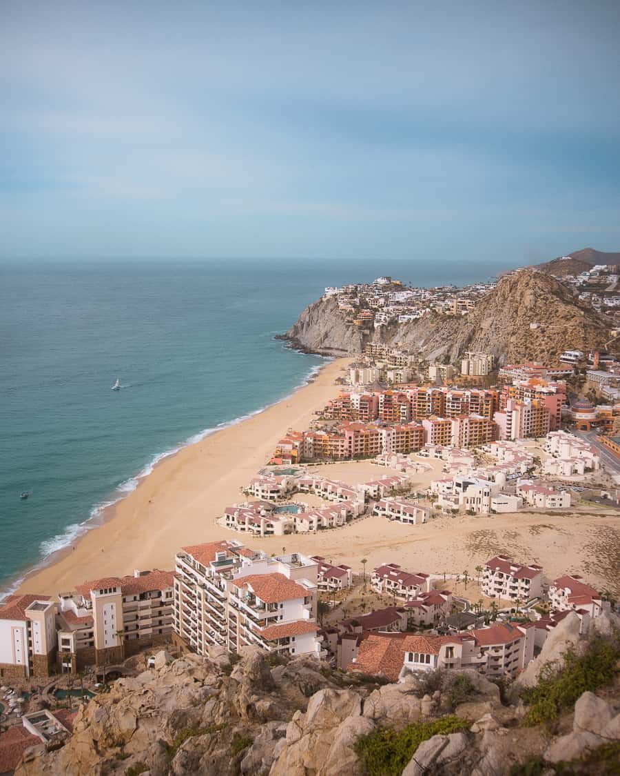 views of the town in Cabo San Lucas from the top of Mt Solmar